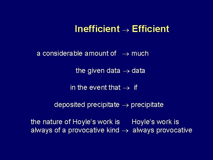 Inefficient Efficient a considerable amount of much the given data in the event that