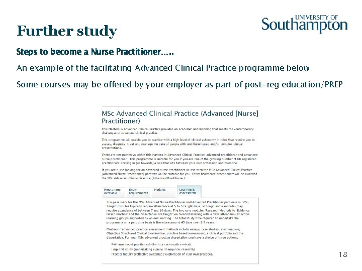 Further study Steps to become a Nurse Practitioner…. . An example of the facilitating