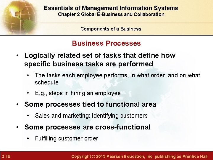 Essentials of Management Information Systems Chapter 2 Global E-Business and Collaboration Components of a