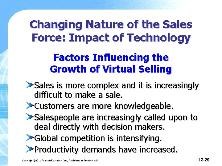 Changing Nature of the Sales Force: Impact of Technology Factors Influencing the Growth of