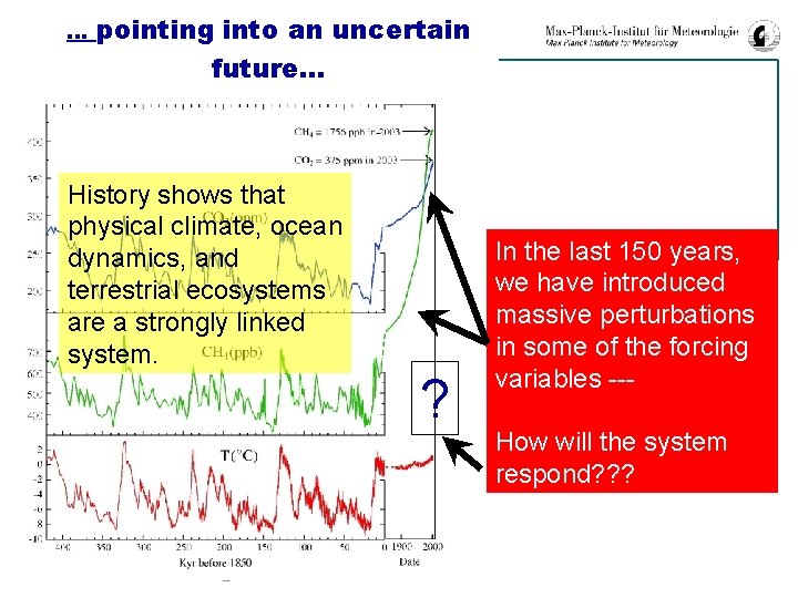 … pointing into an uncertain future… History shows that physical climate, ocean dynamics, and