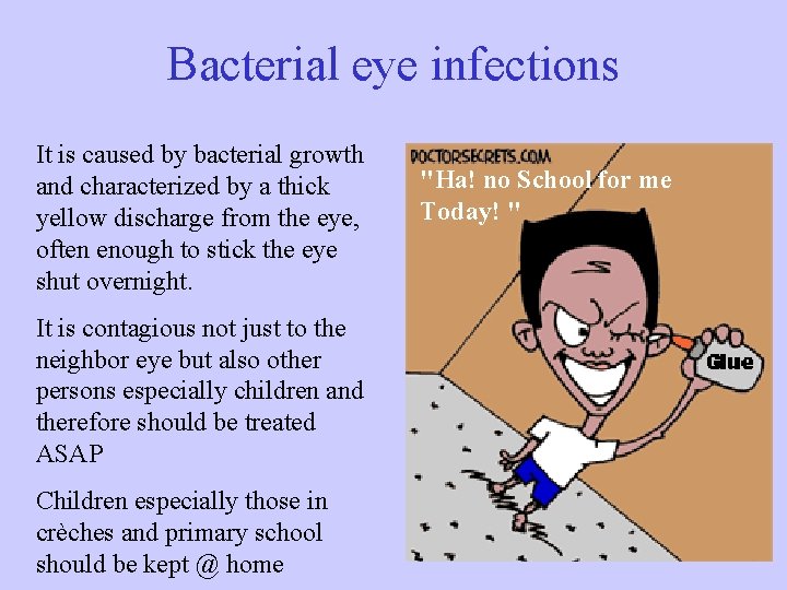 Treatment of certain Eye Conditions by Dr GL