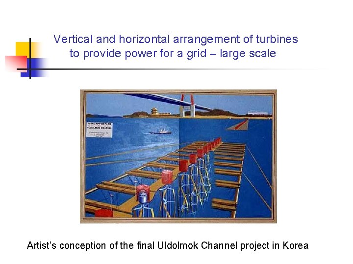 Vertical and horizontal arrangement of turbines to provide power for a grid – large