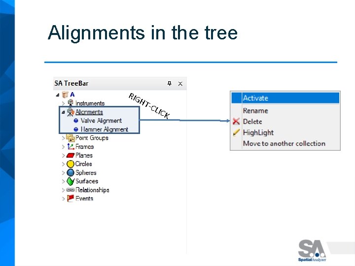 Alignments in the tree RIG HT -CL ICK 