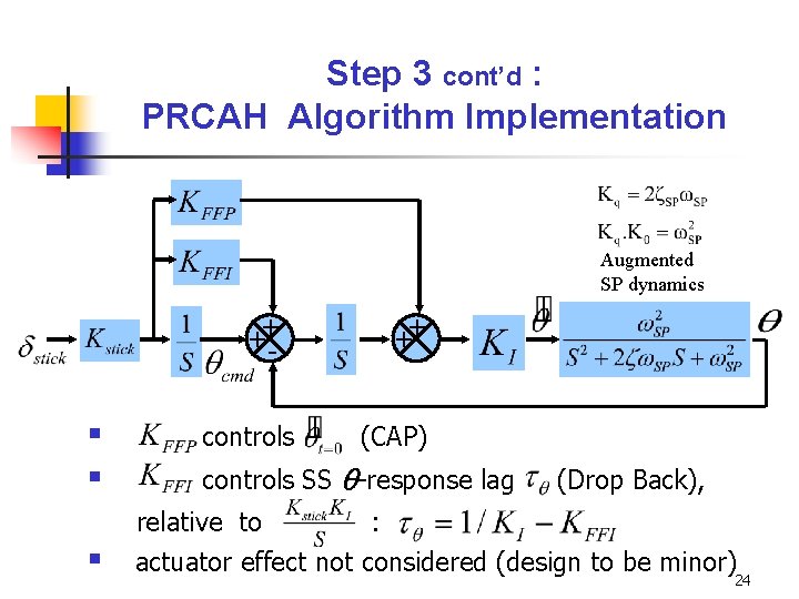 Step 3 cont’d : PRCAH Algorithm Implementation Augmented SP dynamics ++ - § §