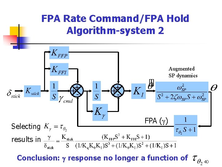FPA Rate Command/FPA Hold Algorithm-system 2 Augmented SP dynamics ++- Selecting ++ FPA (
