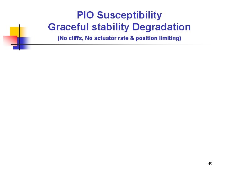 PIO Susceptibility Graceful stability Degradation (No cliffs, No actuator rate & position limiting) 49