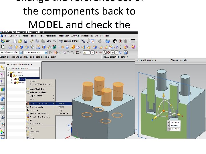 Change the reference set of the components back to MODEL and check the pockets