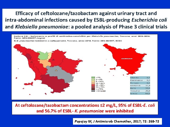 Efficacy of ceftolozane/tazobactam against urinary tract and intra-abdominal infections caused by ESBL-producing Escherichia coli