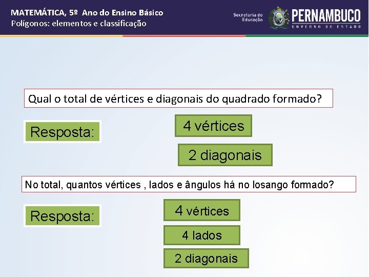 MATEMÁTICA, 5º Ano do Ensino Básico Polígonos: elementos e classificação Qual o total de