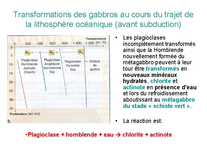 Transformations des gabbros au cours du trajet de la lithosphère océanique (avant subduction) •