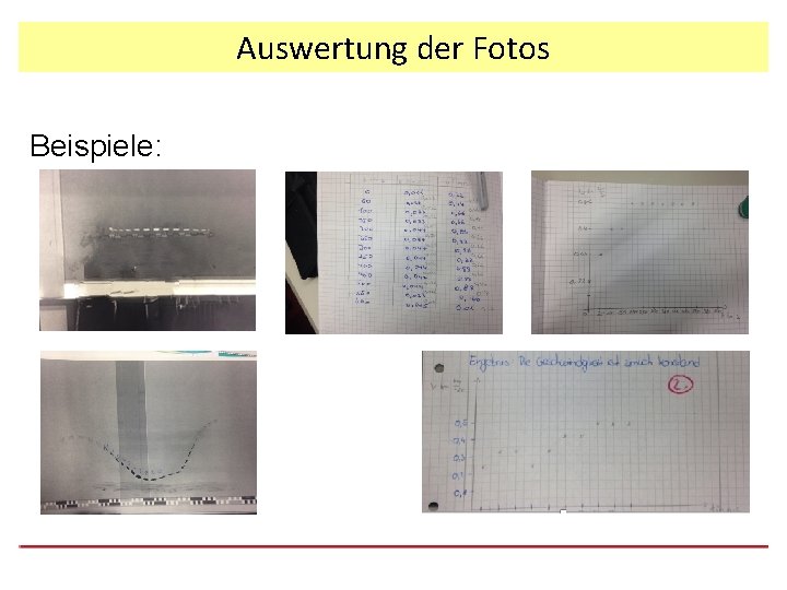 Auswertung der Fotos Beispiele: 