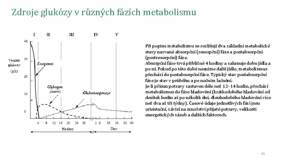 Zdroje glukózy v různých fázích metabolismu Při popisu metabolismu se rozlišují dva základní metabolické