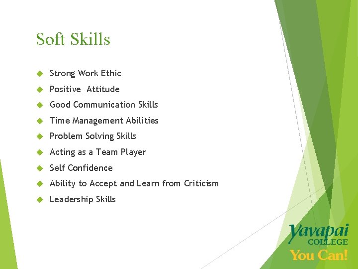 Soft Skills Strong Work Ethic Positive Attitude Good Communication Skills Time Management Abilities Problem