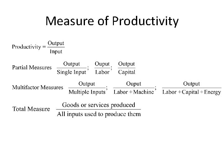Measure of Productivity 