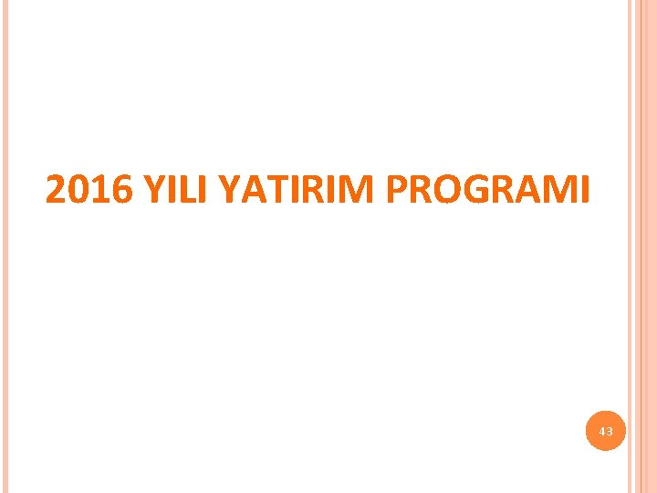 2016 YILI YATIRIM PROGRAMI 43 