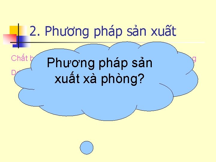 2. Phương pháp sản xuất Chất béo Dd kiềm Phương pháp sản xuất xà