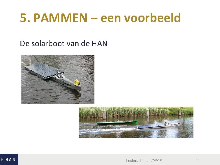 5. PAMMEN – een voorbeeld De solarboot van de HAN Lectoraat Lean / WCP