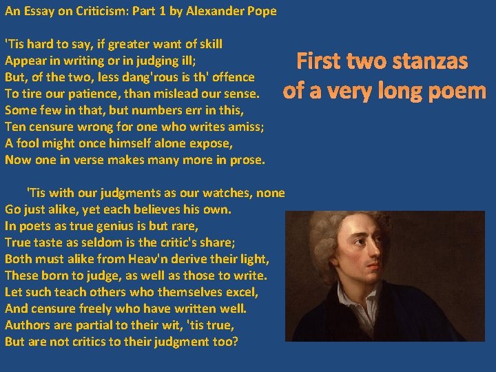 An Essay on Criticism: Part 1 by Alexander Pope 'Tis hard to say, if