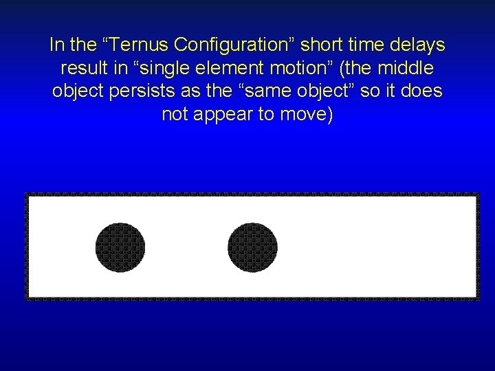 In the “Ternus Configuration” short time delays result in “single element motion” (the middle