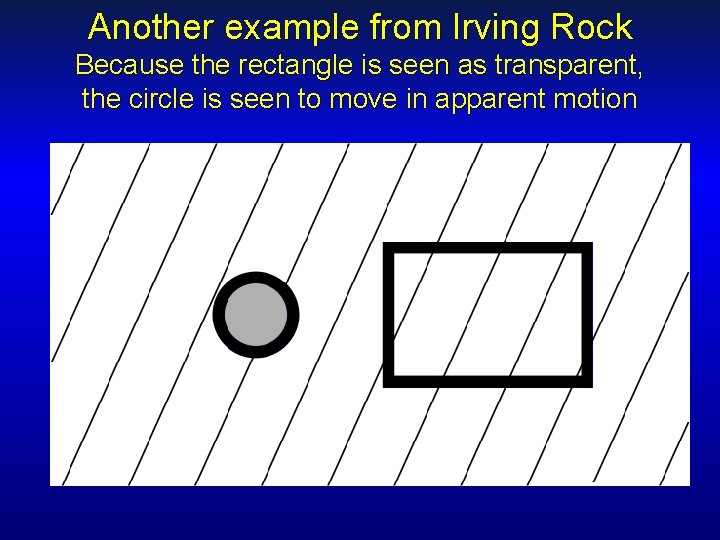 Another example from Irving Rock Because the rectangle is seen as transparent, the circle