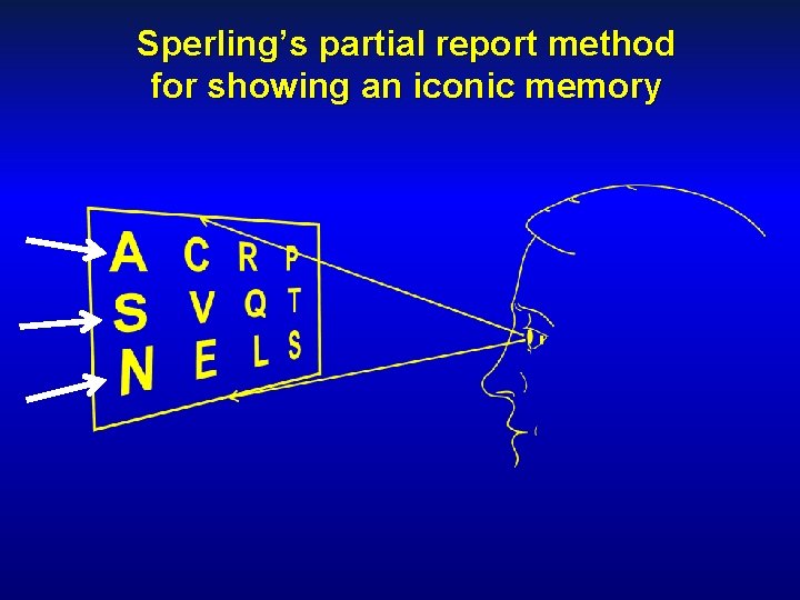 Sperling’s partial report method for showing an iconic memory 