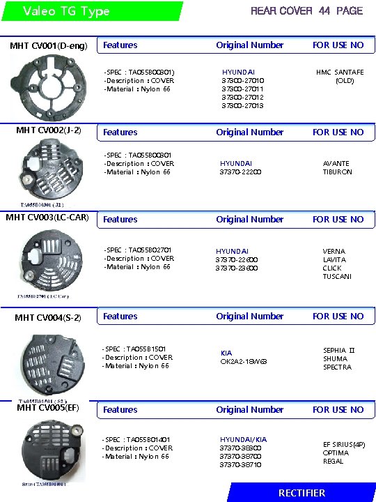 Valeo TG Type MHT CV 001(D-eng) Features -SPEC : TA 055 B 00301) -Description