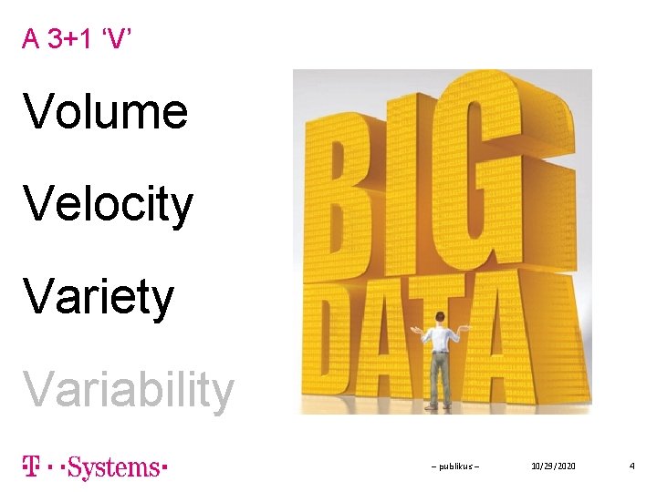 A 3+1 ‘V’ Volume Velocity Variety Variability – publikus – 10/29/2020 4 