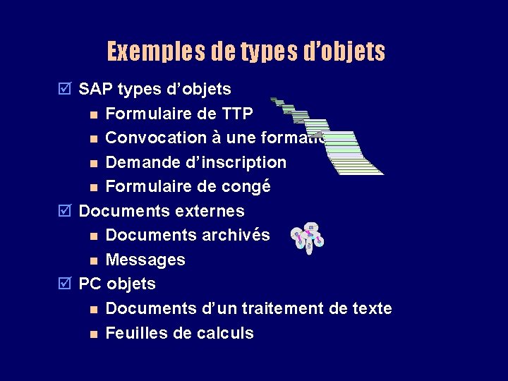 Exemples de types d’objets þ SAP types d’objets n Formulaire de TTP n Convocation