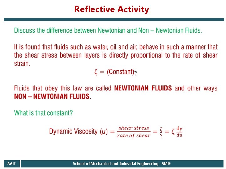 Reflective Activity AAi. T School of Mechanical and Industrial Engineering - SMi. E  Reflective Activity AAi. T School of Mechanical and Industrial Engineering - SMi. E
