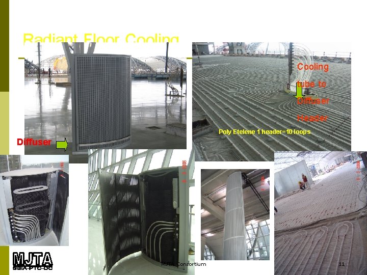 Radiant Floor Cooling tube to Diffuser Header Poly Etelene 1 header=10 loops Diffuser MJTA