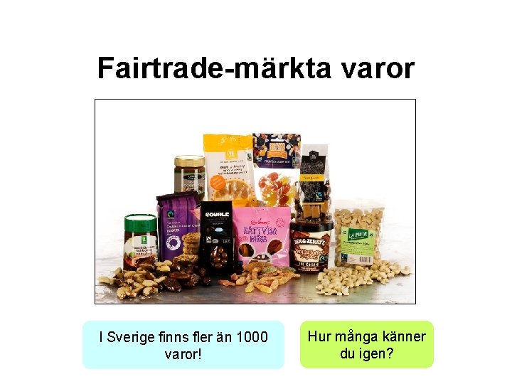 Fairtrade-märkta varor I Sverige finns fler än 1000 varor! Hur många känner du igen?