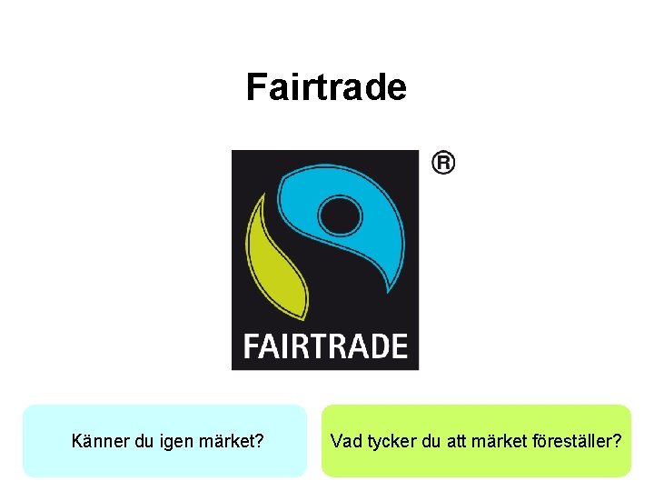 Fairtrade Känner du igen märket? Vad tycker du att märket föreställer? 