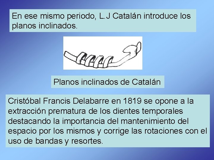En ese mismo periodo, L. J Catalán introduce los planos inclinados. Planos inclinados de