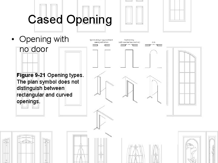 Cased Opening • Opening with no door Figure 9 -21 Opening types. The plan