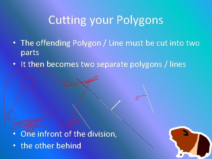 Cutting your Polygons • The offending Polygon / Line must be cut into two