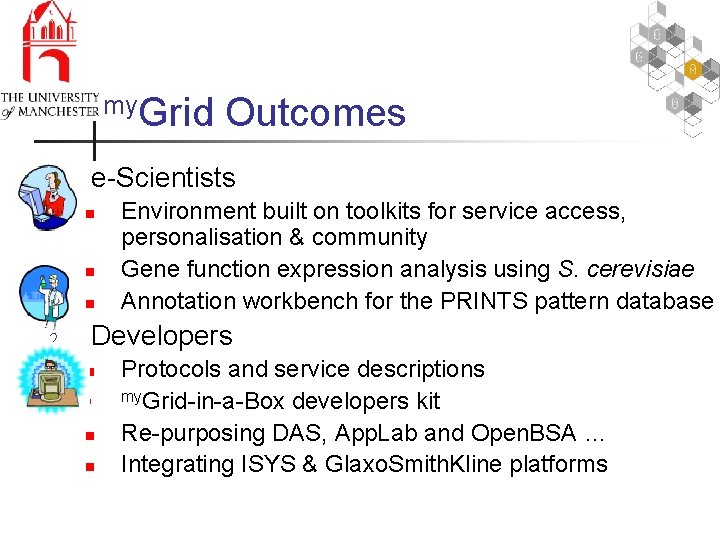 my. Grid 1. e-Scientists n n n 2. Outcomes Environment built on toolkits for