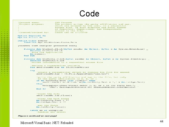 Code Microsoft Visual Basic. NET: Reloaded 44 