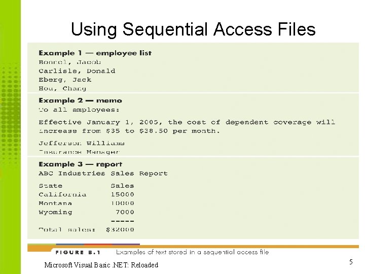 Using Sequential Access Files Microsoft Visual Basic. NET: Reloaded 5 