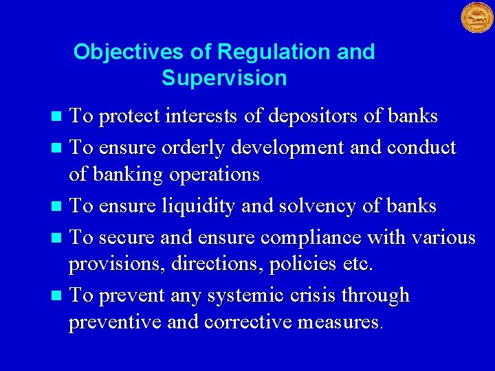 Regulation Supervision of Banks Shri M R Das