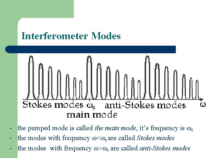 Interferometer Modes • • • the pumped mode is called the main mode, it’s