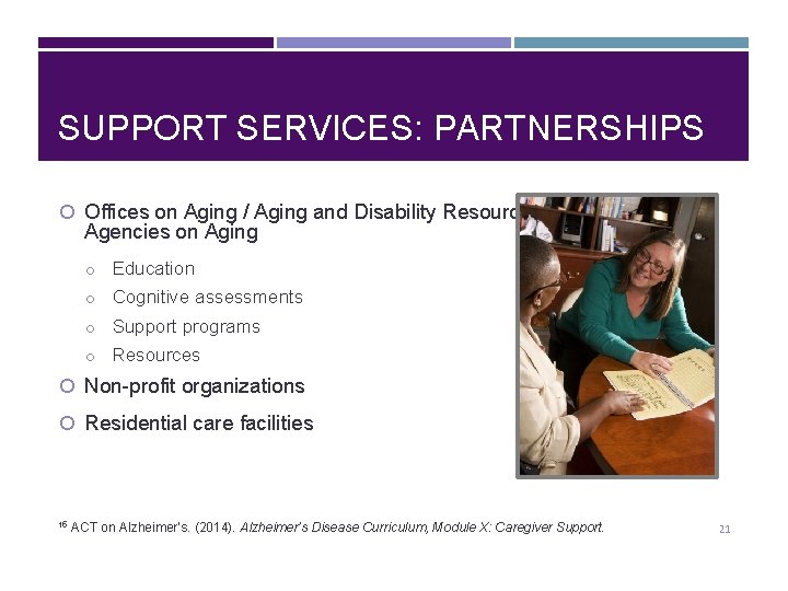 SUPPORT SERVICES: PARTNERSHIPS Offices on Aging / Aging and Disability Resource Centers/ Area Agencies