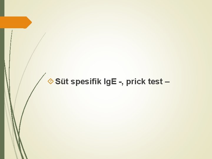  Süt spesifik Ig. E -, prick test – 