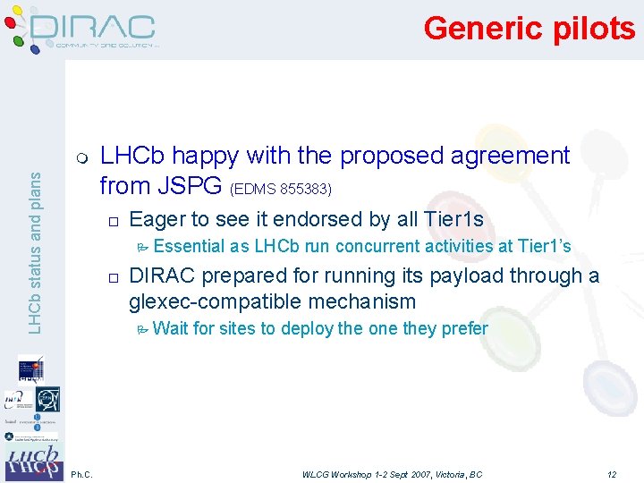 Generic pilots LHCb status and plans m LHCb happy with the proposed agreement from