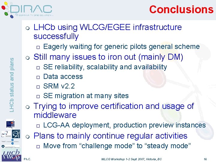 Conclusions m LHCb using WLCG/EGEE infrastructure successfully LHCb status and plans o m Still