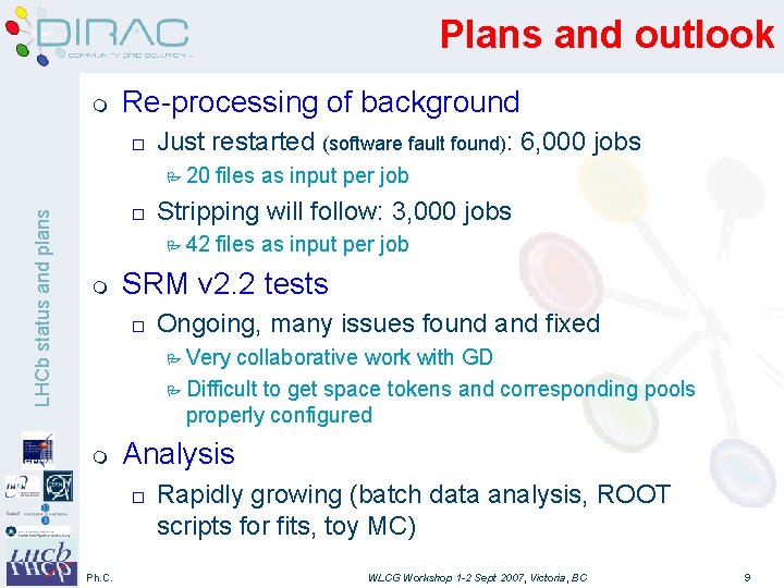 Plans and outlook m Re-processing of background o Just restarted (software fault found): 6,