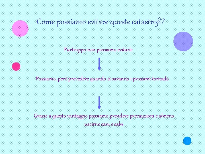 Come possiamo evitare queste catastrofi? Purtroppo non possiamo evitarle Possiamo, però prevedere quando ci