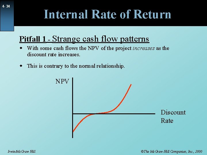 4 - 34 Internal Rate of Return Pitfall 1 - Strange cash flow patterns