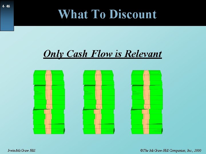 4 - 46 What To Discount Only Cash Flow is Relevant Irwin/Mc. Graw Hill