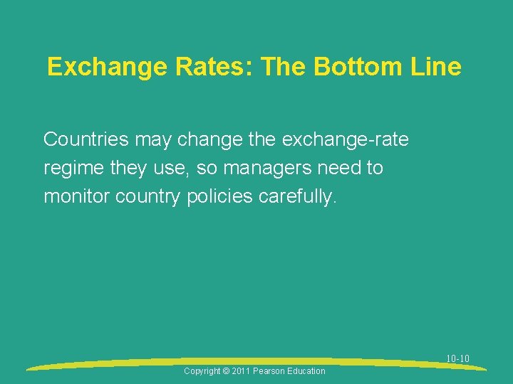 Exchange Rates: The Bottom Line Countries may change the exchange-rate regime they use, so